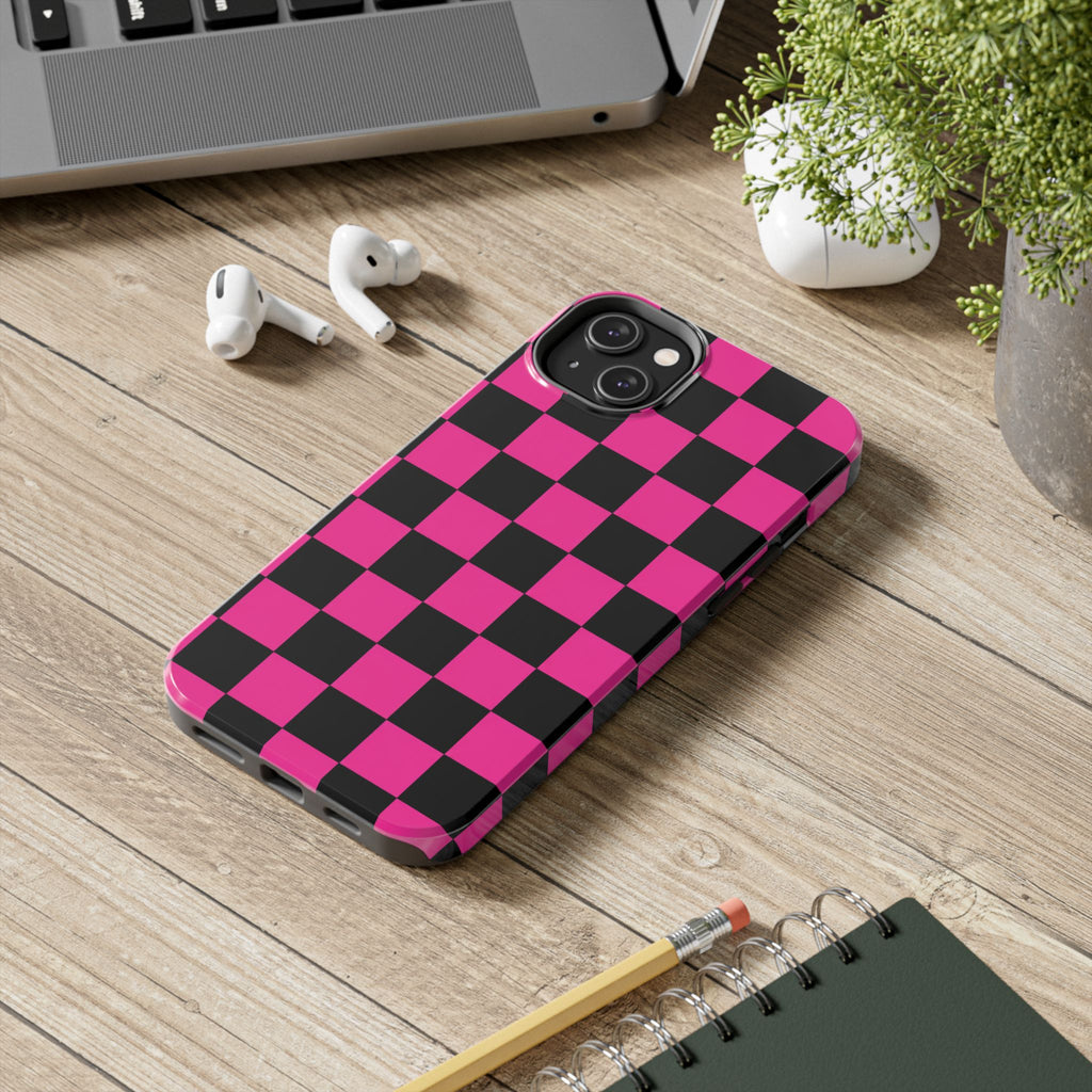 Pink Luxe Grid iphone Tough Phone Cases