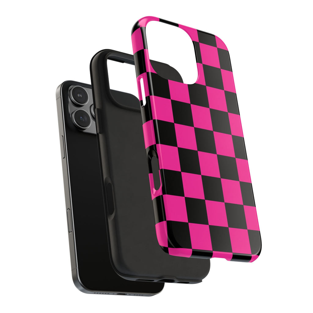 Pink Luxe Grid iphone Tough Phone Cases