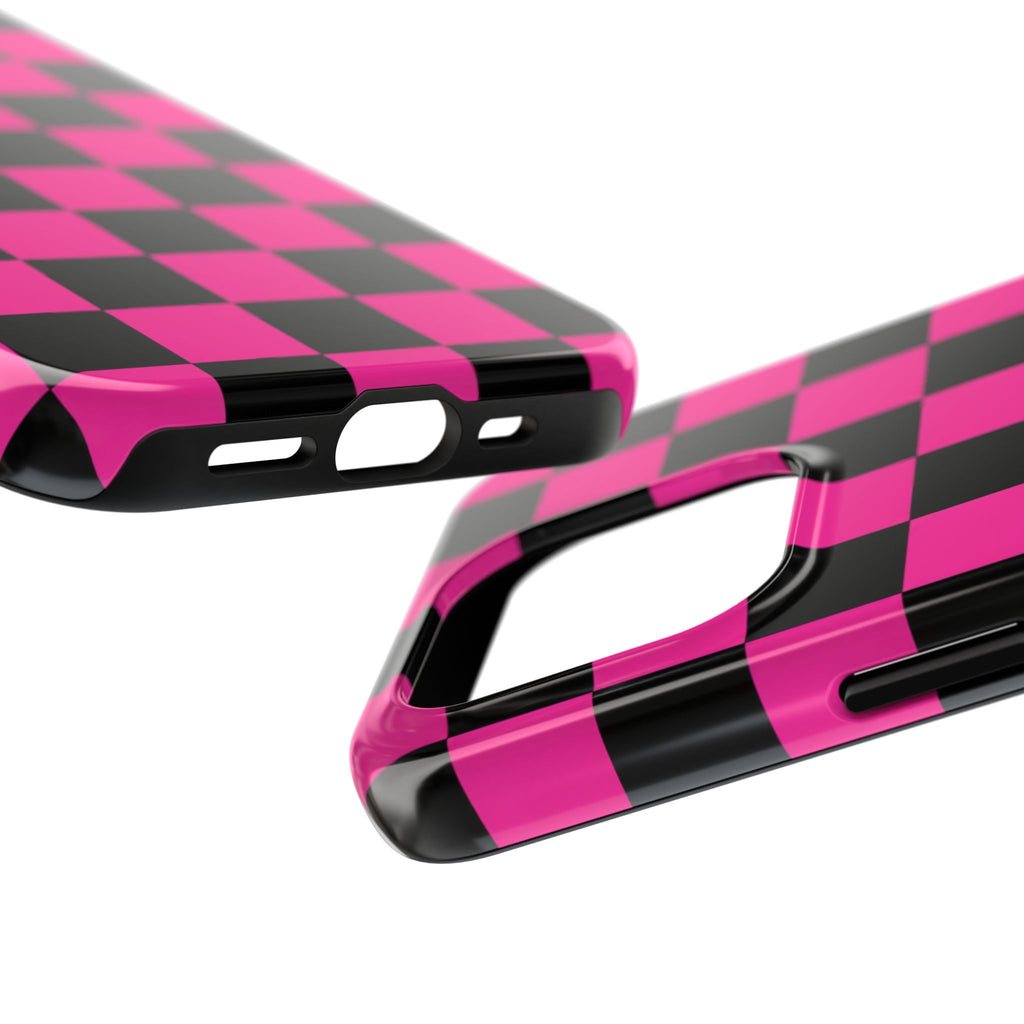 Pink Luxe Grid iphone Tough Phone Cases