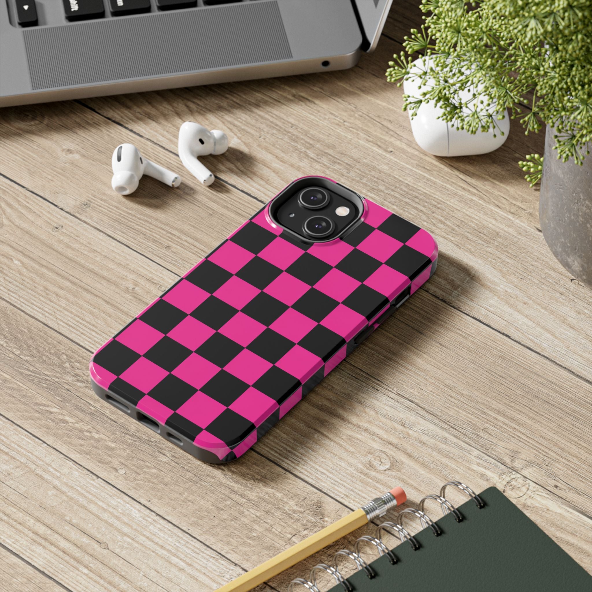 Pink Luxe Grid iphone Tough Phone Cases