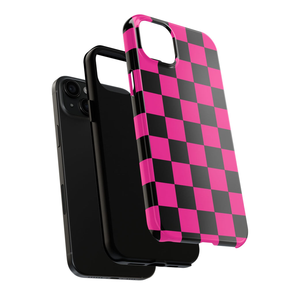 Pink Luxe Grid iphone Tough Phone Cases
