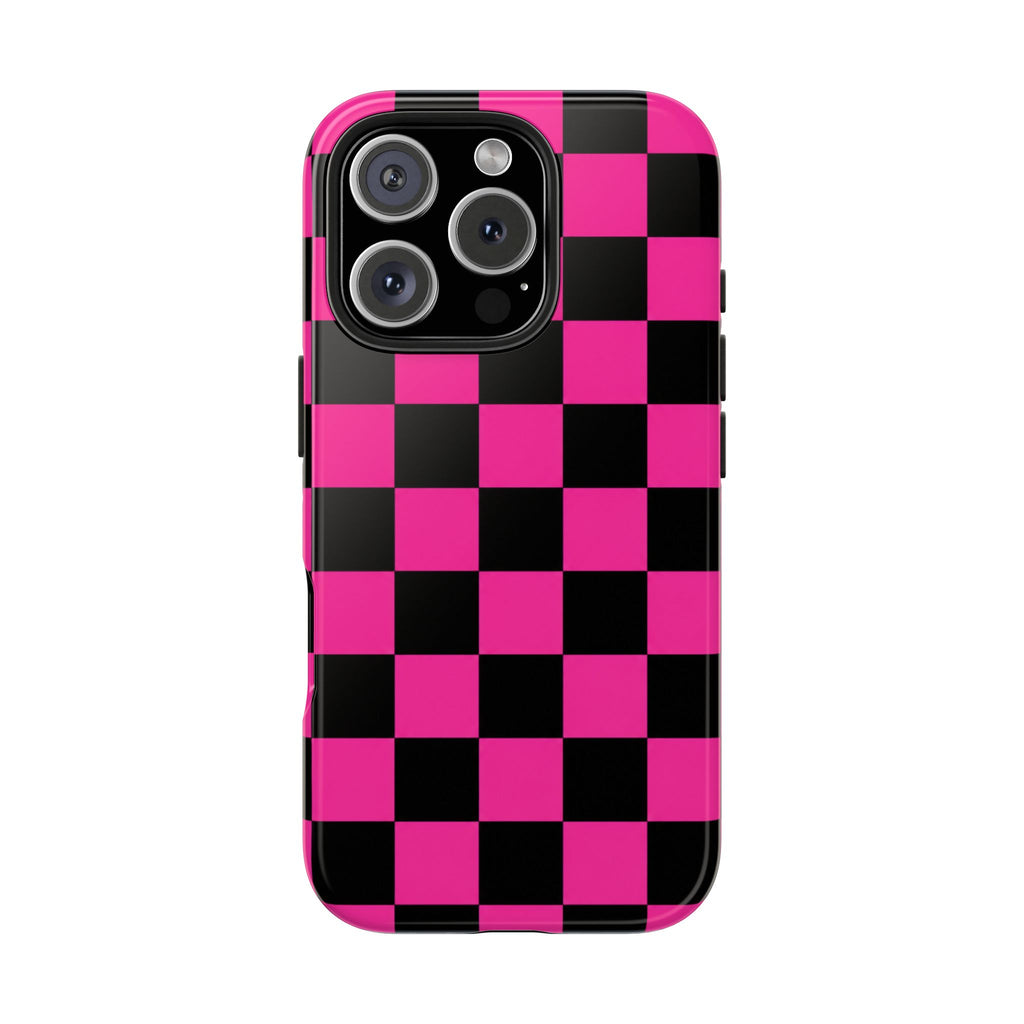 Pink Luxe Grid iphone Tough Phone Cases