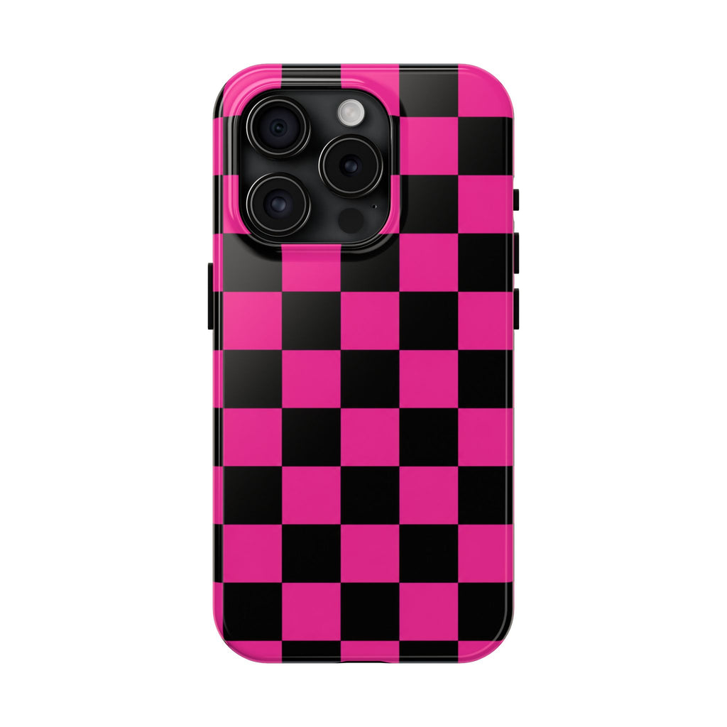 Pink Luxe Grid iphone Tough Phone Cases