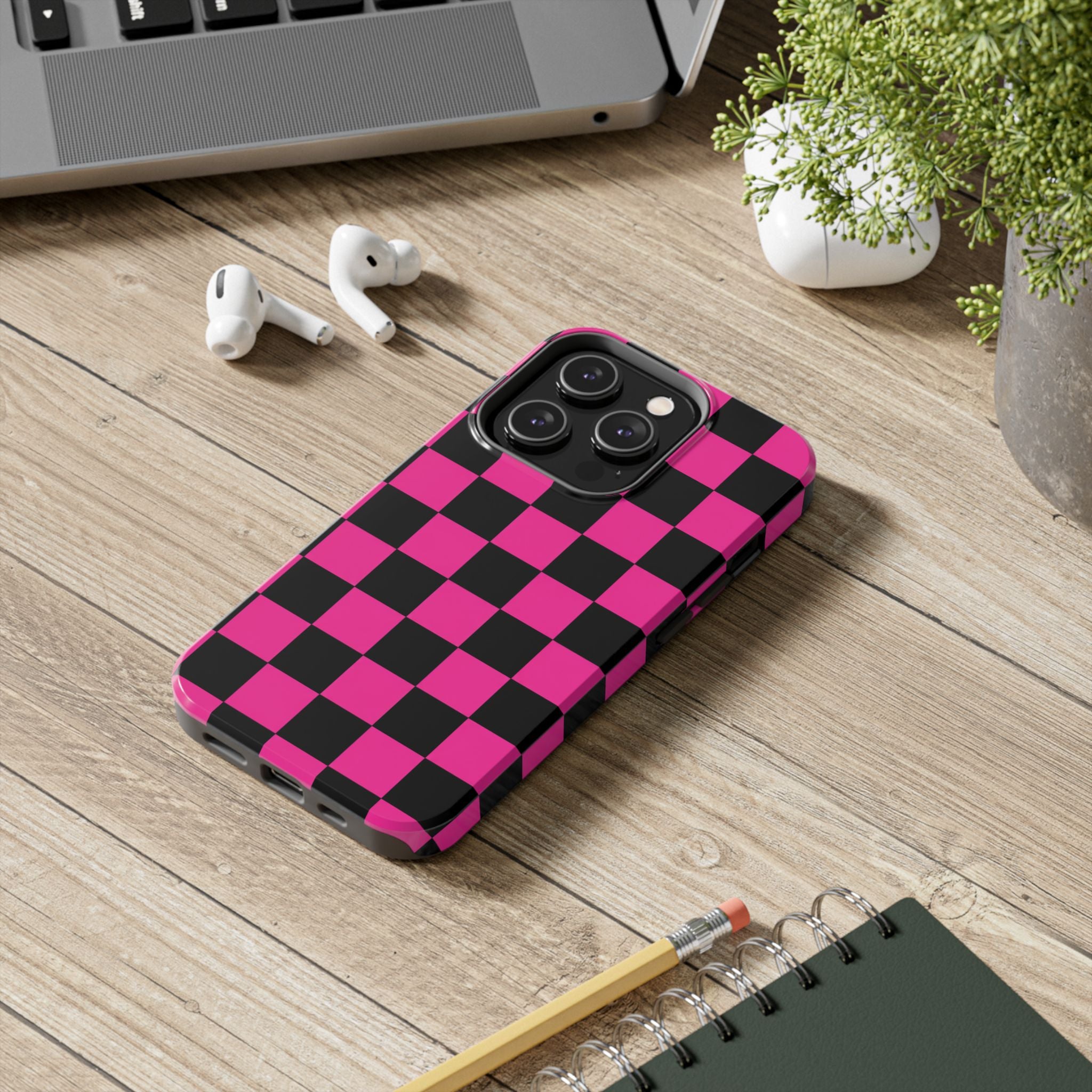 Pink Luxe Grid iphone Tough Phone Cases