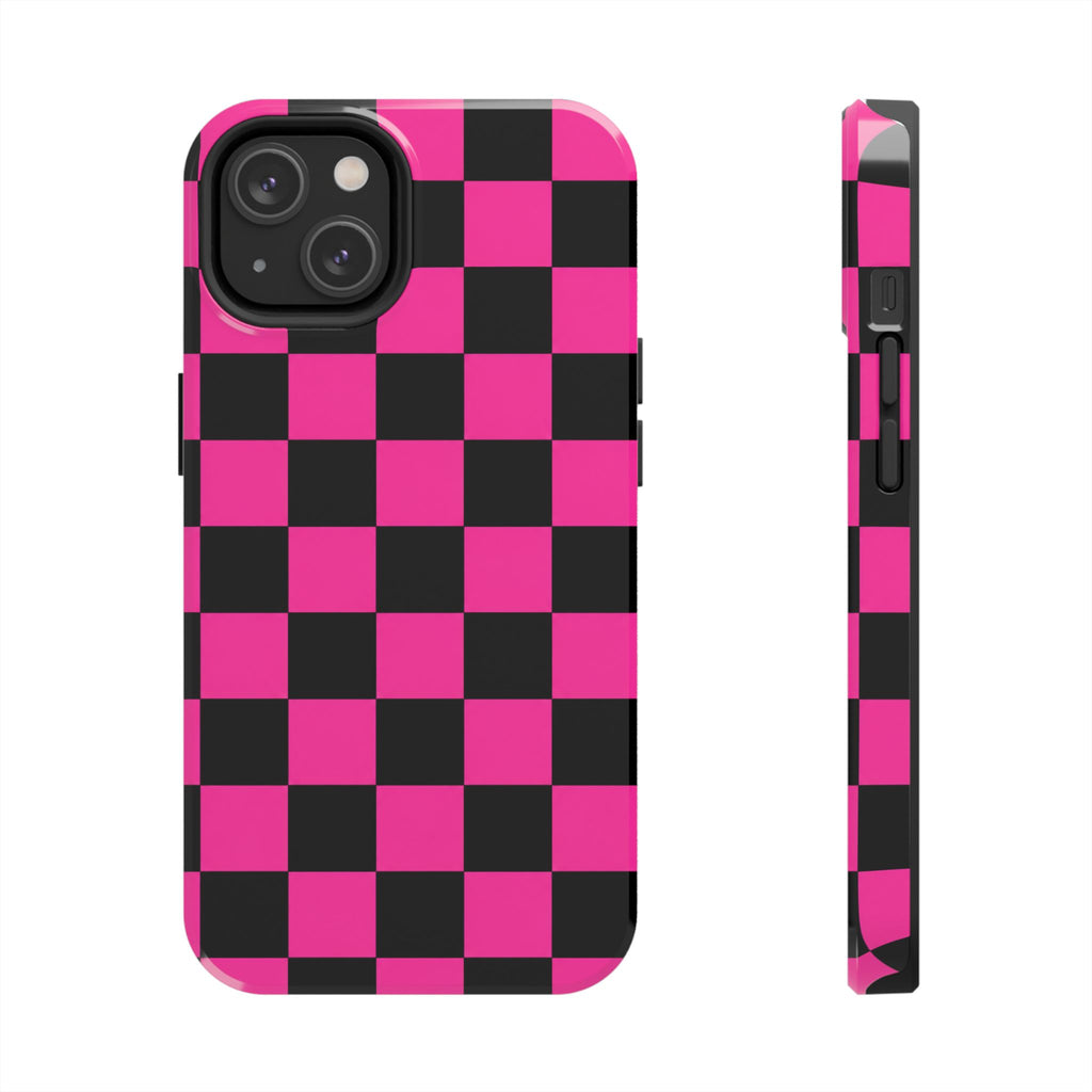 Pink Luxe Grid iphone Tough Phone Cases