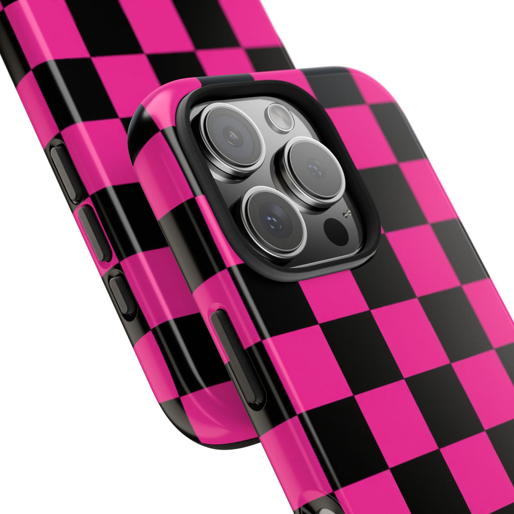 Pink Luxe Grid iphone Tough Phone Cases