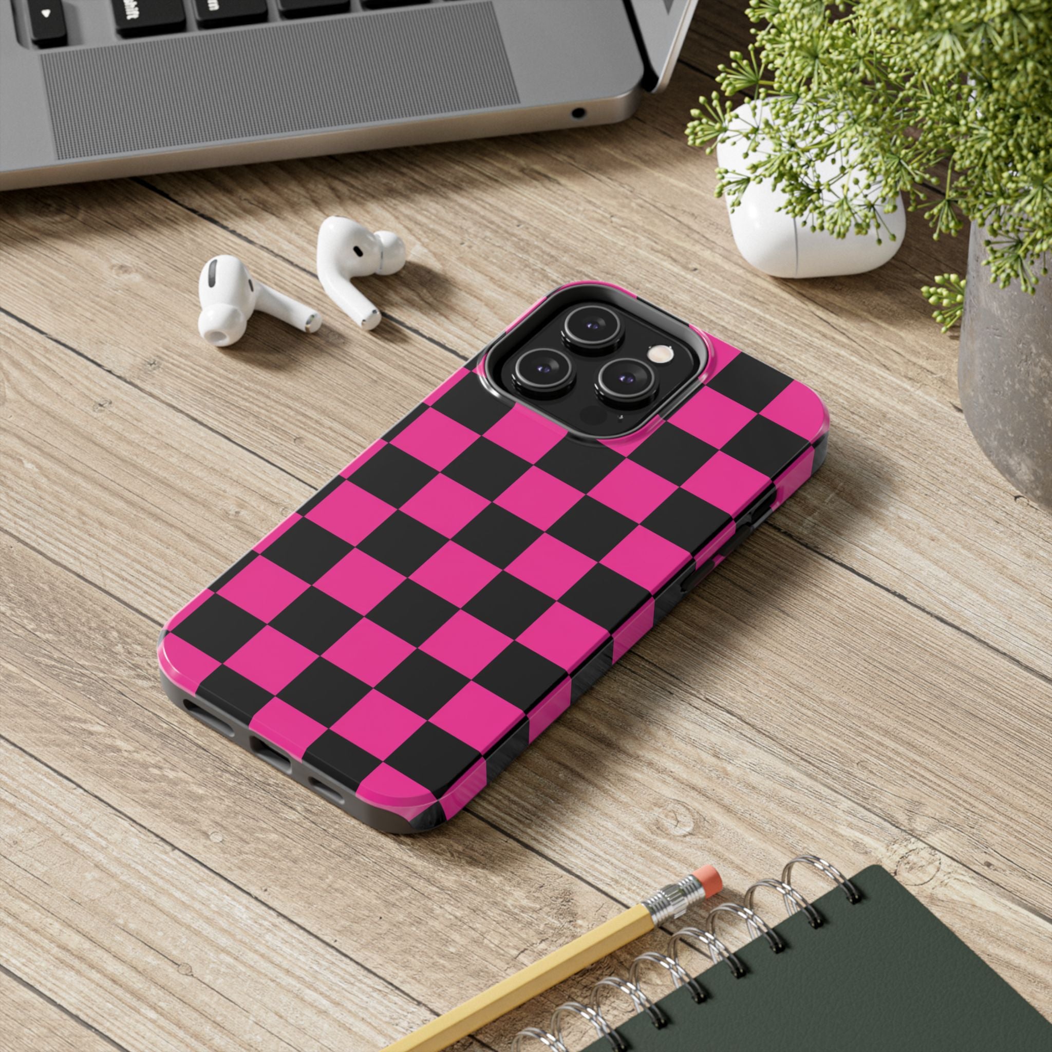 Pink Luxe Grid iphone Tough Phone Cases